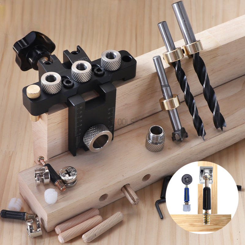 Dowel Jig Kit - 3 In1 Adjustable Doweling Jig 8/10/15MM