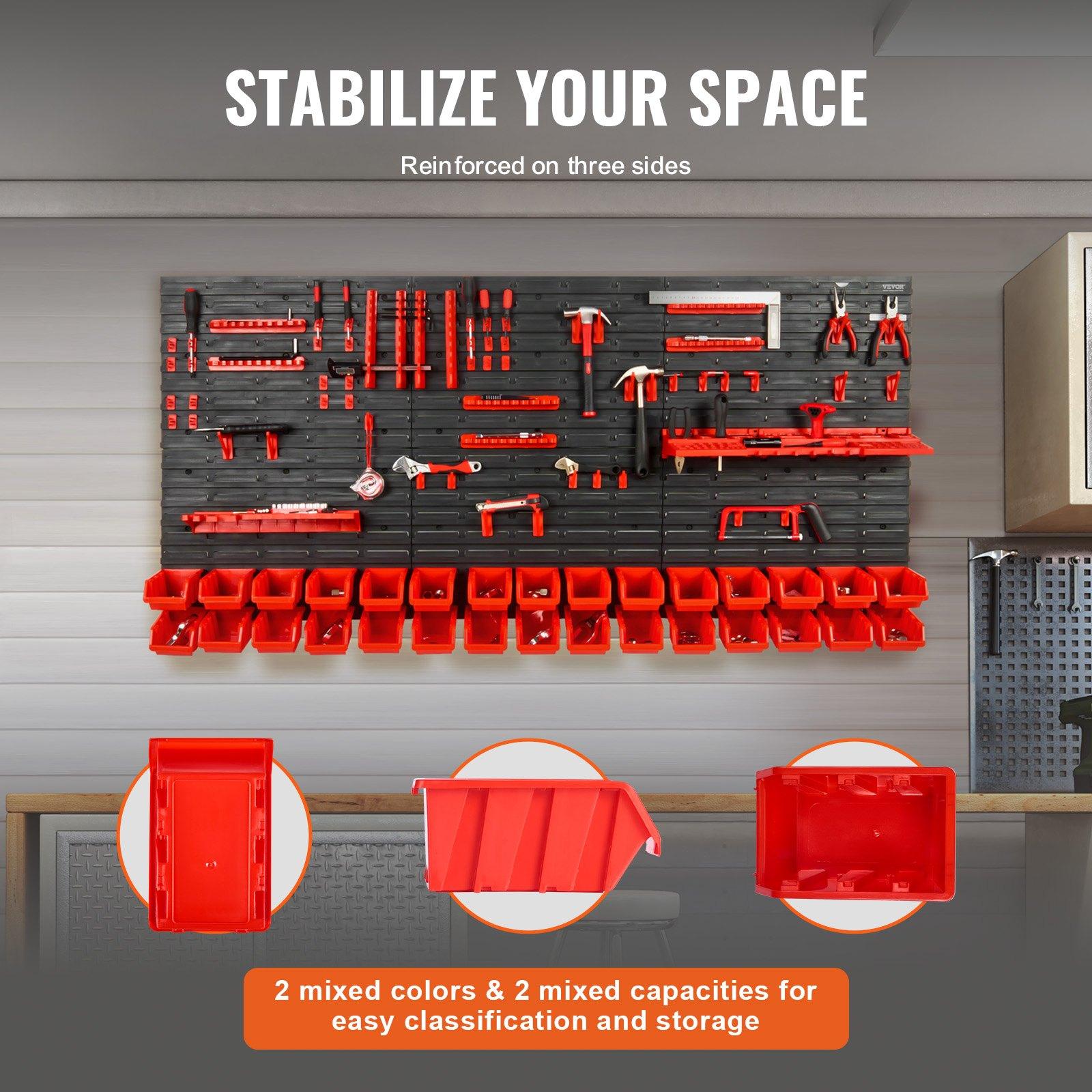 Wall Mounted 30-Bin Plastic Pa - Workshop Tools Holder 评论和价格